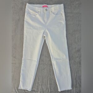 LILLY PULLITZER White Skinny Jeans Women's  Worth Stretch Raw Hem Pants Size 10